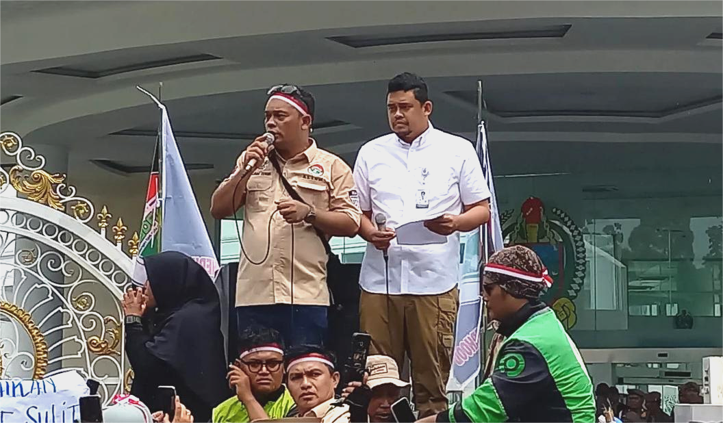 Gubsu Bobby Temui Ratusan Driver Ojol yang Berunjuk Rasa, Ini Janjinya