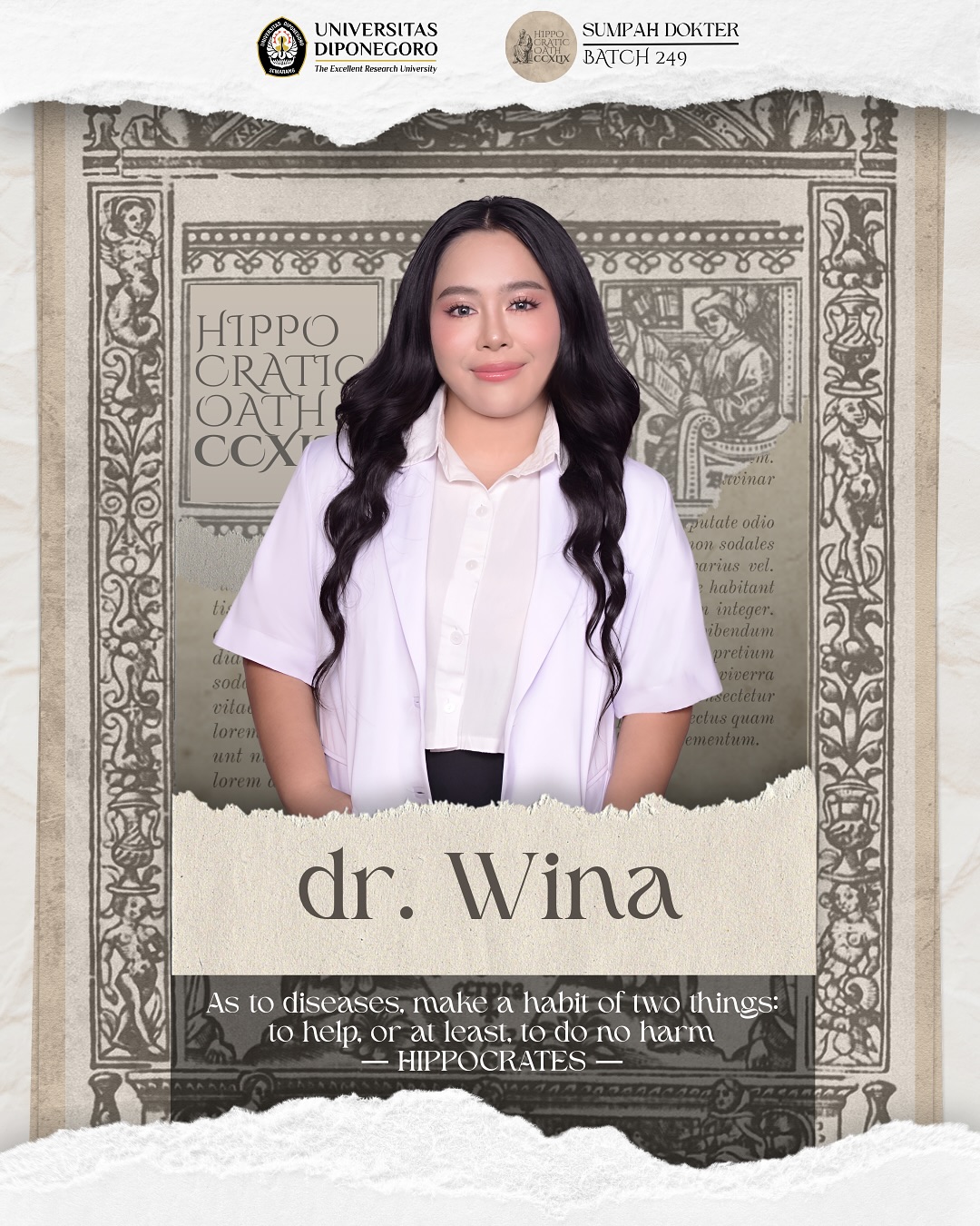 Wisuda Putri Tercinta Kapolda Sumut Irjen Whisnu di Undip: Congratulations, dr. Wina..