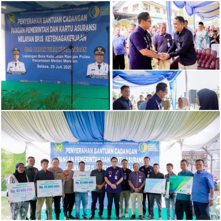 Wali Kota Medan Rico Waas Serahkan Bantuan Pangan dan Asuransi BPJS Ketenagakerjaan untuk 1.000 Nelayan Pekerja Rentan di Marelan