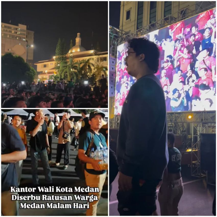 Rico Waas Nobar Timnas U-23 Indonesia vs Vietnam, Halaman Kantor Wali Kota Medan Dipadati Warga