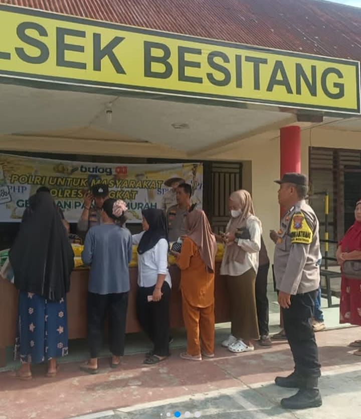Hari Pertama Gerakan Pangan Murah Polres Langkat, 16 Ton Beras Ludes Terjual