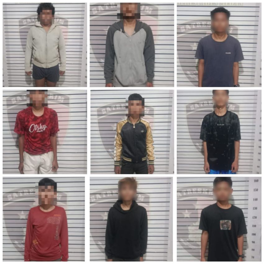 Polsek Sunggal Amankan 9 Anggota Geng Motor "Rakensu Sri Gunting" Bersenjata Tajam