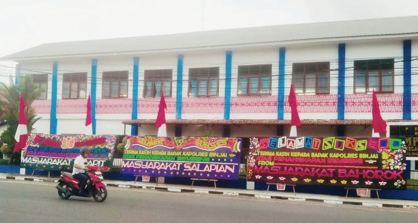 Ketua Ormas di Langkat Ditahan, Polres Binjai Dikirimi Papan Bunga