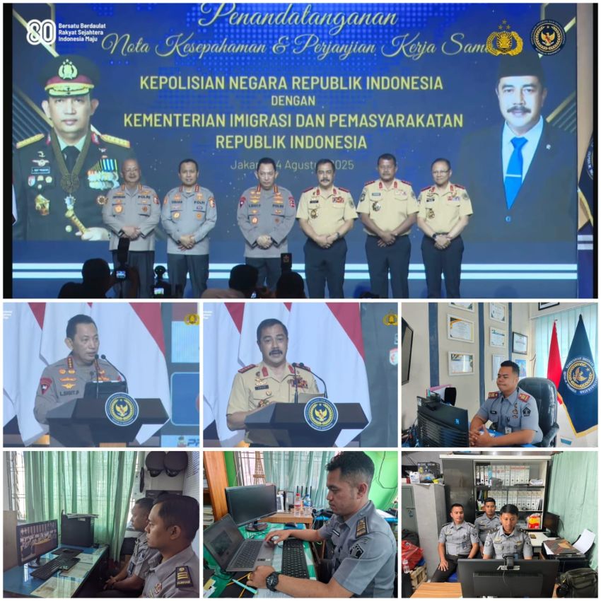 Rutan Tarutung Ikuti Acara Penandatanganan Nota Kesepahaman dan Kerjasama antara Kepolisian RI dengan Kementerian Imigrasi dan Pemasyarakatan