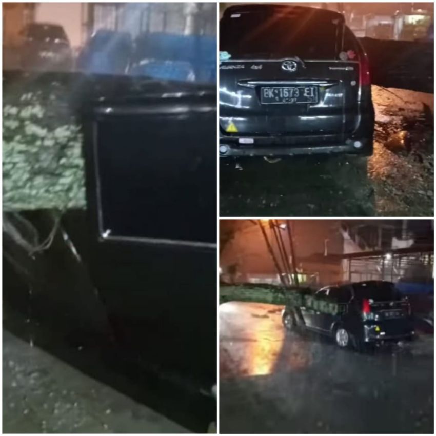 Hujan Deras dan Angin Kencang Landa Medan, Pohon Tumbang Timpa Mobil dan Canopy Puskesmas Pembantu Rusak