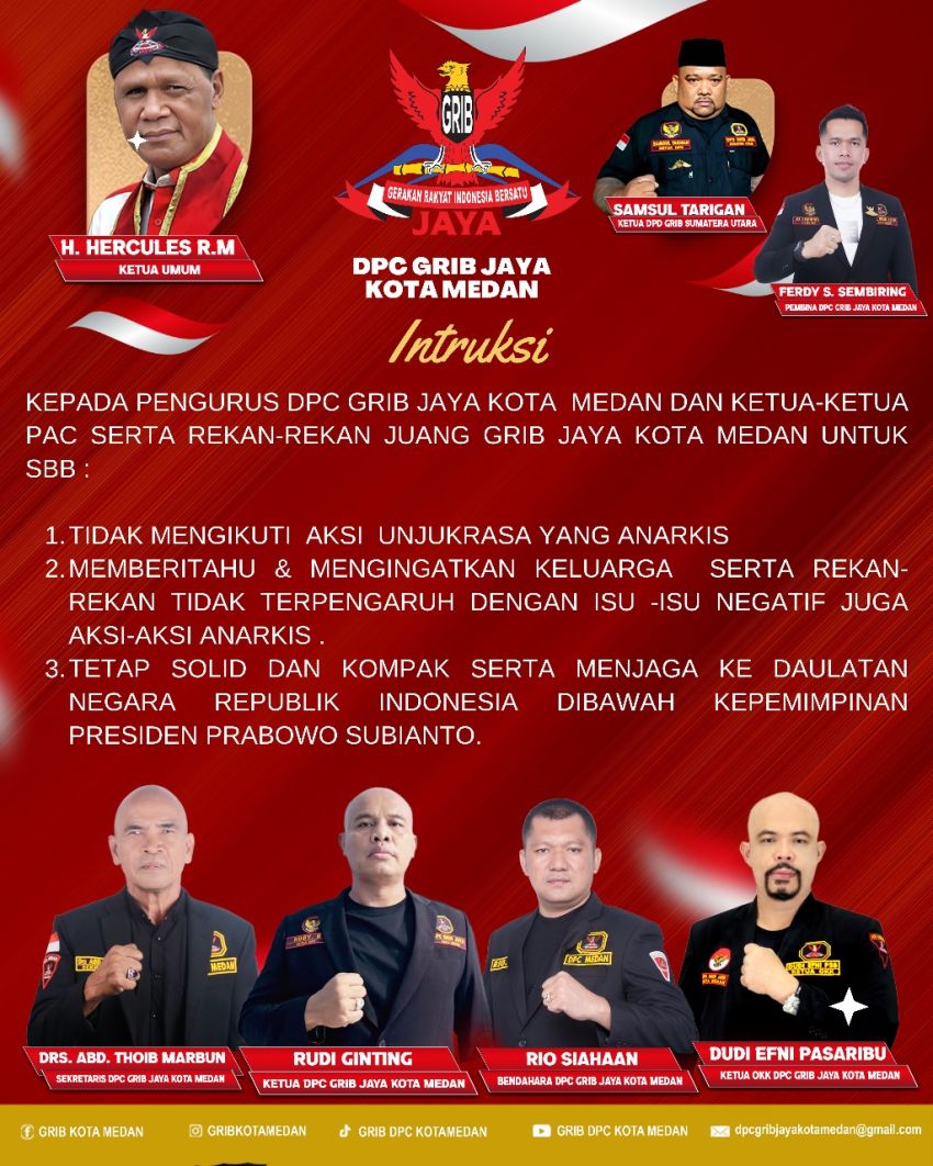 GRIB Jaya Medan Imbau Anggota Tidak Ikut Aksi Demo, Tegaskan Jaga Kondusifitas