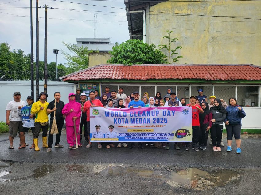 World Clean Up Day di Medan Helvetia, Lurah Sei Sikambing C Pimpin Langsung Aksi Bersih-Bersih