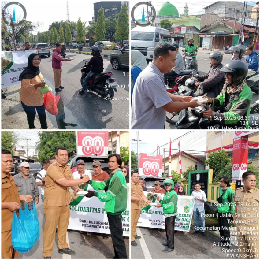 Lurah Tanjung Sari Bagikan Sarapan Gratis untuk Ojol dan Warga