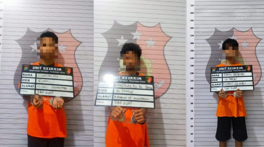 Bersenjata Samurai dan Stik Baseball, Tiga Begal Remaja di Medan Tuntungan Ditangkap
