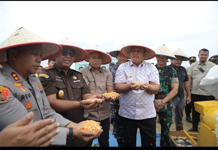 Dorong Swasembada Pangan, Bupati Hadiri Panen Raya Jagung Polres Asahan