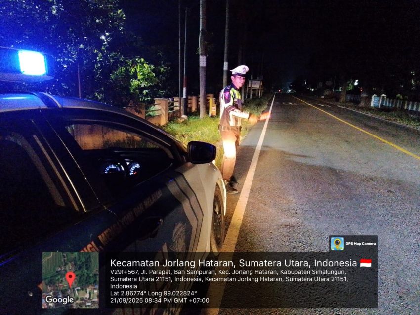 Sat Lantas Polres Simalungun Gelar Patroli Malam di Jalur Pematang Siantar