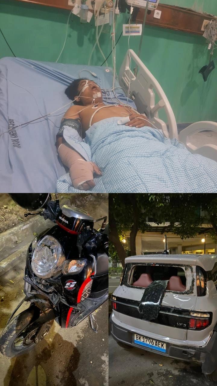 Nahas! Hantam Mobil Listrik di Jalan Raden Saleh, Satu Korban Masih tak Sadarkan Diri di RS Pirngadi