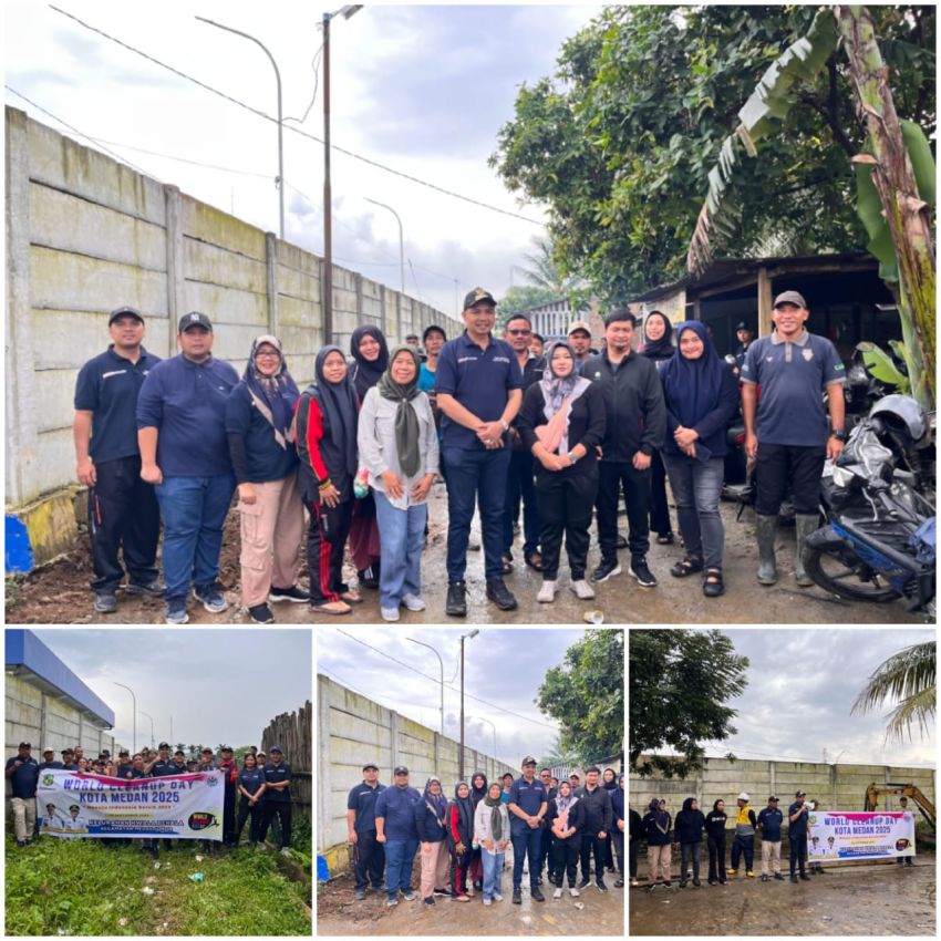 World Clean Up Day di Medan Johor, Camat Turun Langsung Meski Hujan
