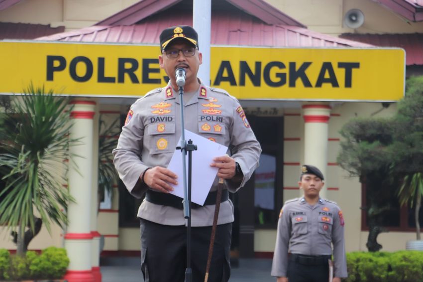 Kapolres Langkat Pimpin Apel Pelantikan dan Peresmian Pamapta
