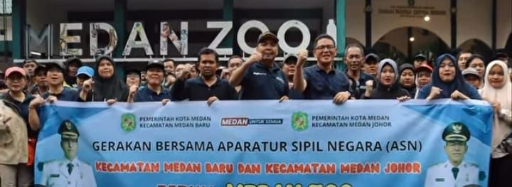 Camat Medan Johor Jalankan Instruksi Wali Kota, Pimpin Kegiatan Bersih-bersih di Kebun Binatang
