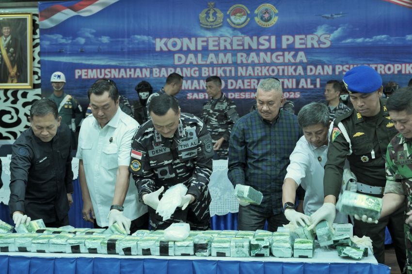 Pemusnahan 41,7 Kg Narkotika Sitaan TNI AL Belawan