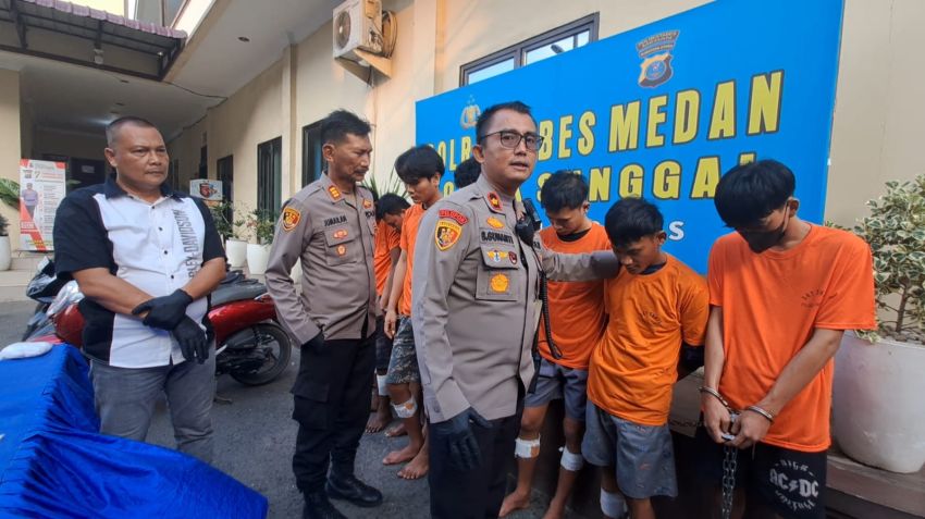 Polsek Sunggal Ringkus 7 Spesialis Begal Malam, 5 Orang Ditembak