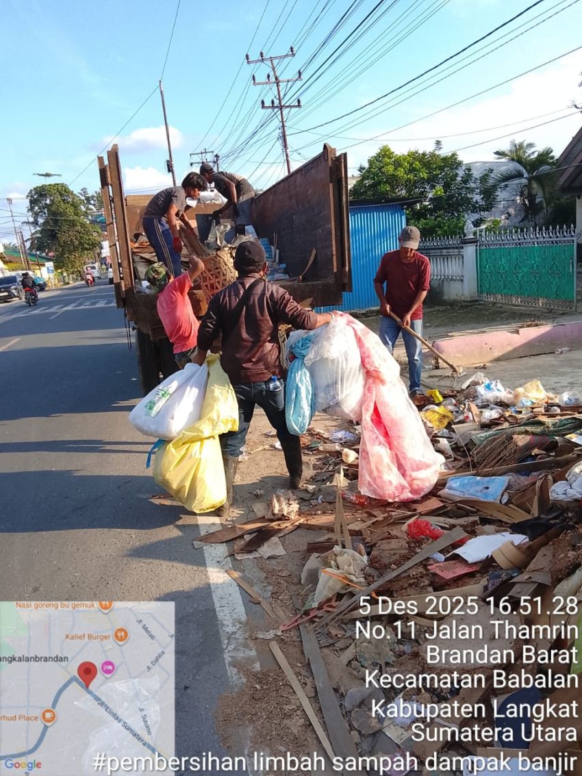Tumpukan Sampah di Pusat Kota Pangkalan Brandan Pascabanjir Melanda Sudah Dibersihkan