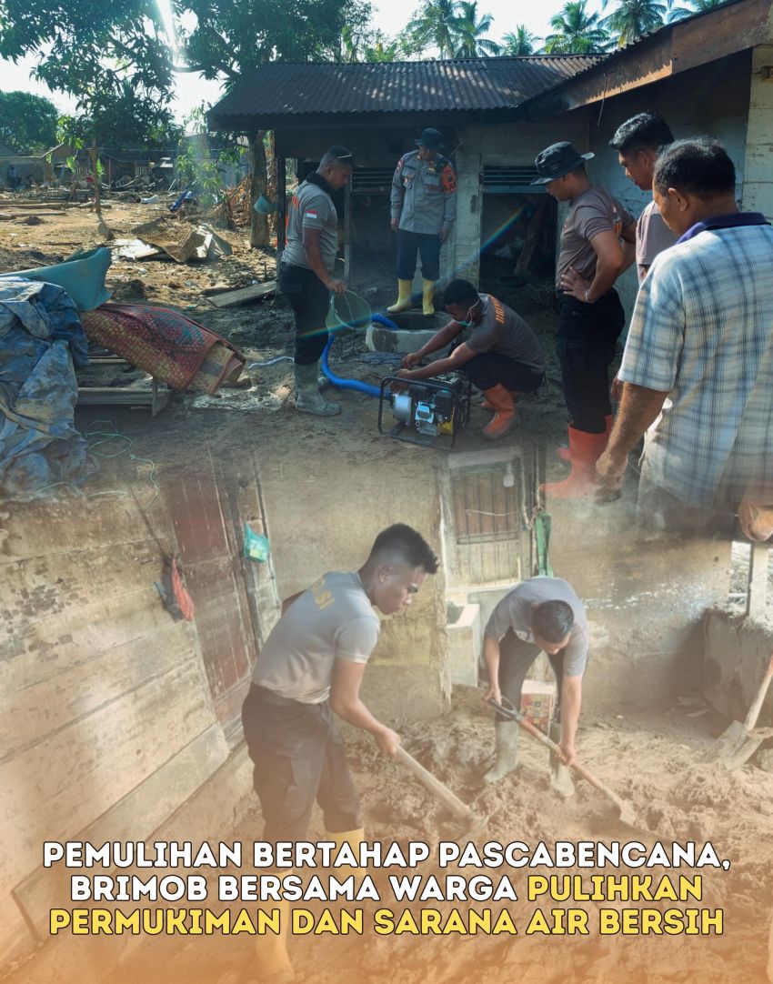 Brimob Percepat Pemulihan Pascabencana Demi Pendidikan dan Hunian Warga