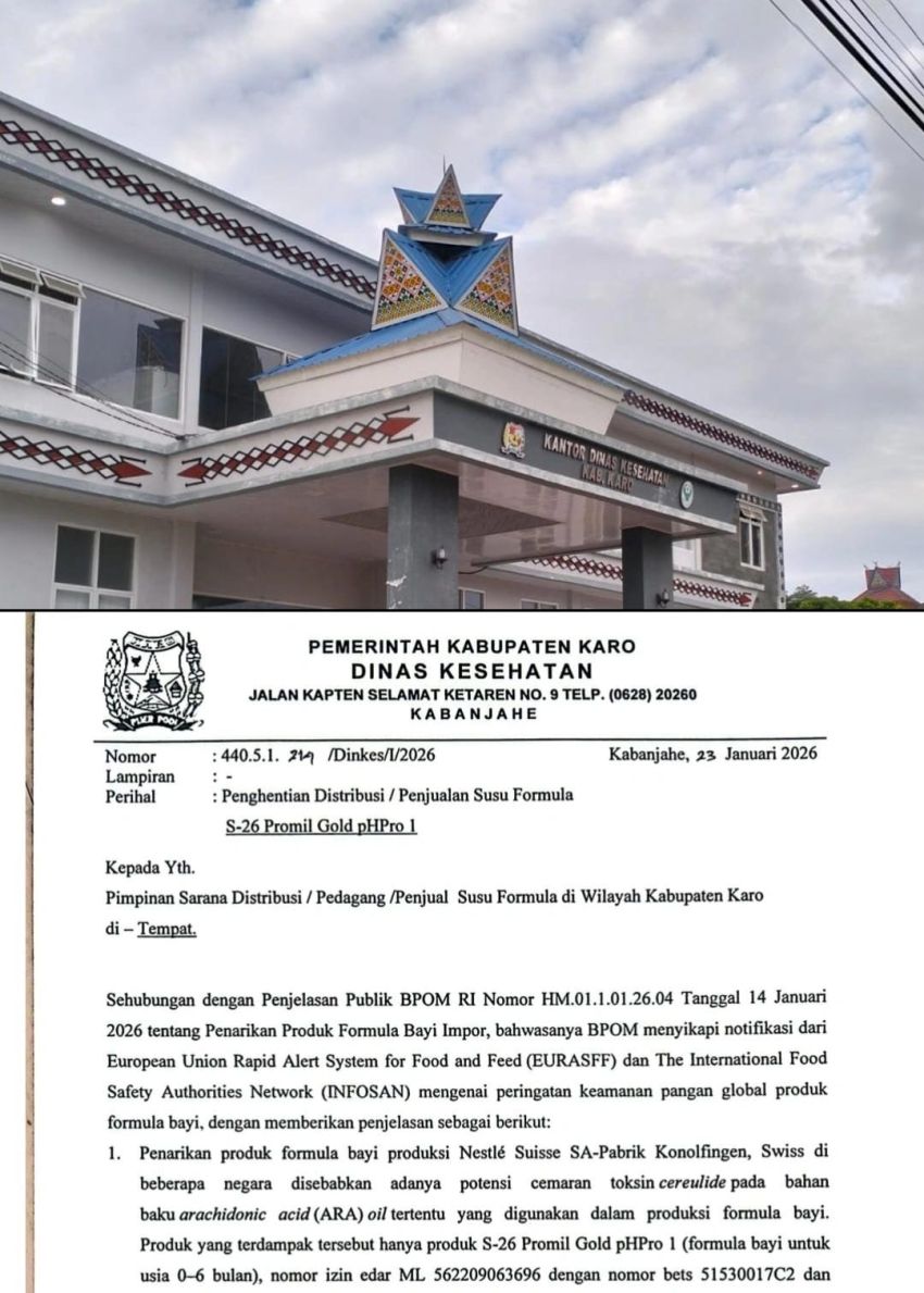 Dinkes Kabupaten Karo Terbitkan Surat Penjualan Susu S-26