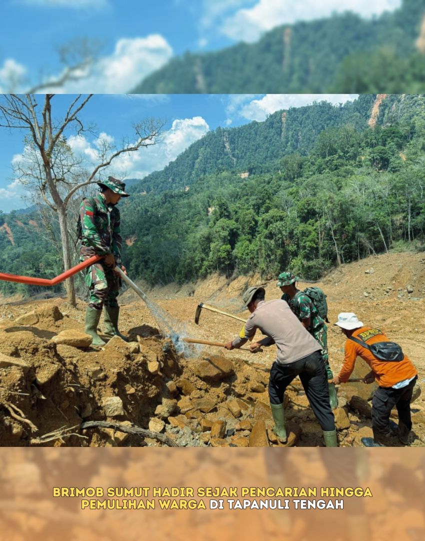 Brimob Sumut Hadir Sejak Pencarian hingga Pemulihan Warga di Tapanuli Tengah