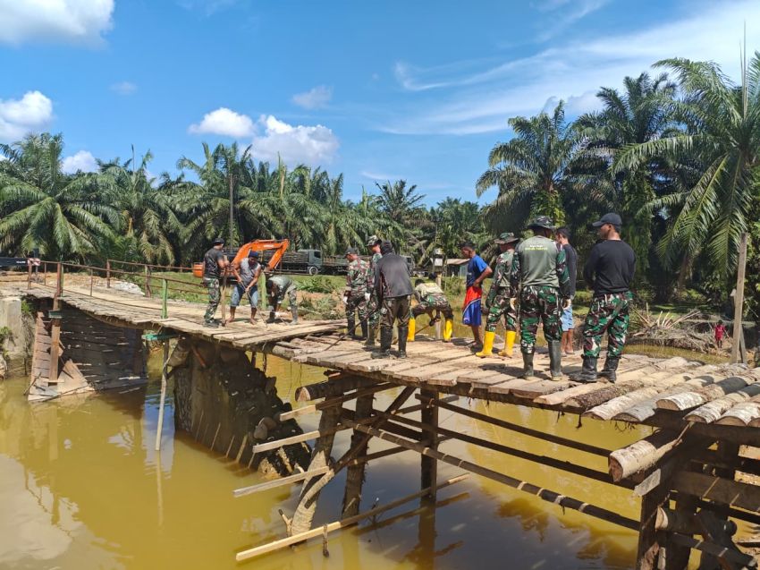 Satgas Gulbencal Kodam I/BB Rampungkan Pembangunan Jembatan Bailey Besilam &ndash;Banjaran Raya