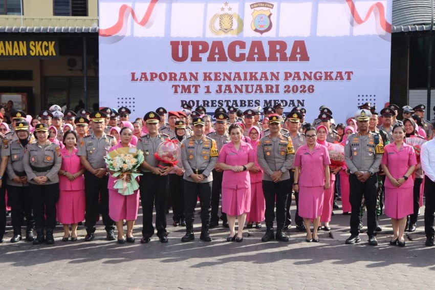 130 Personel Polrestabes Medan Naik Pangkat, Kombes Jean Calvijn: Pangkat Ini Amanah, Bukan Sekadar Simbol