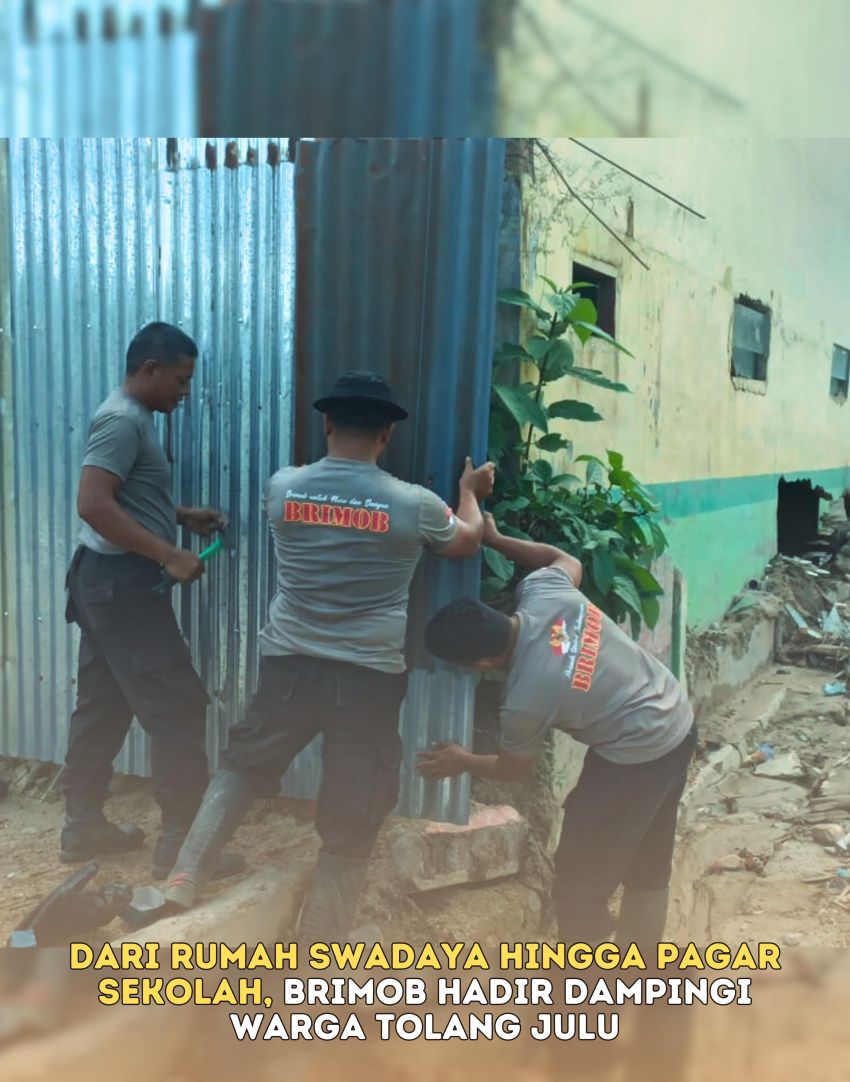 Dari Rumah Swadaya hingga Pagar Sekolah, Brimob Hadir Dampingi Warga Tolang Julu