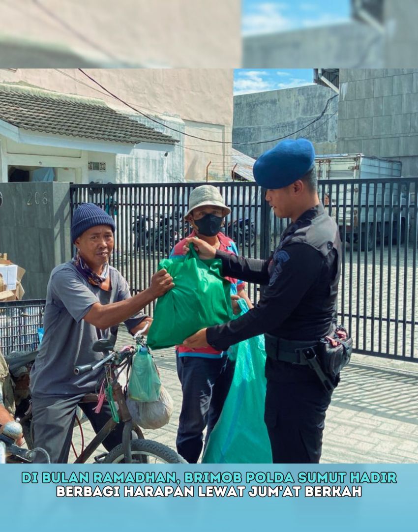 Di Bulan Ramadhan, Brimob Polda Sumut Hadir Berbagi Harapan Lewat Jum&rsquo;at Berkah