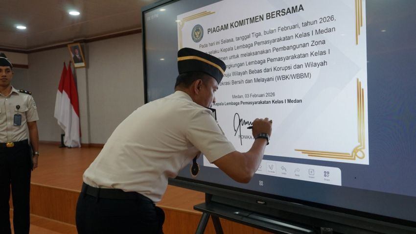 Lapas Medan Tandatangani Komitmen Zona Integritas Menuju WBK&ndash;WBBM 2026