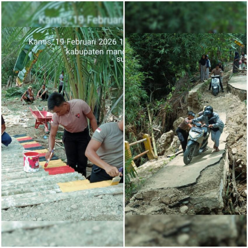 Brimob Polda Sumut Bangun Jembatan Darurat di Pelosok Tapsel, Akses Warga Kembali Terhubung