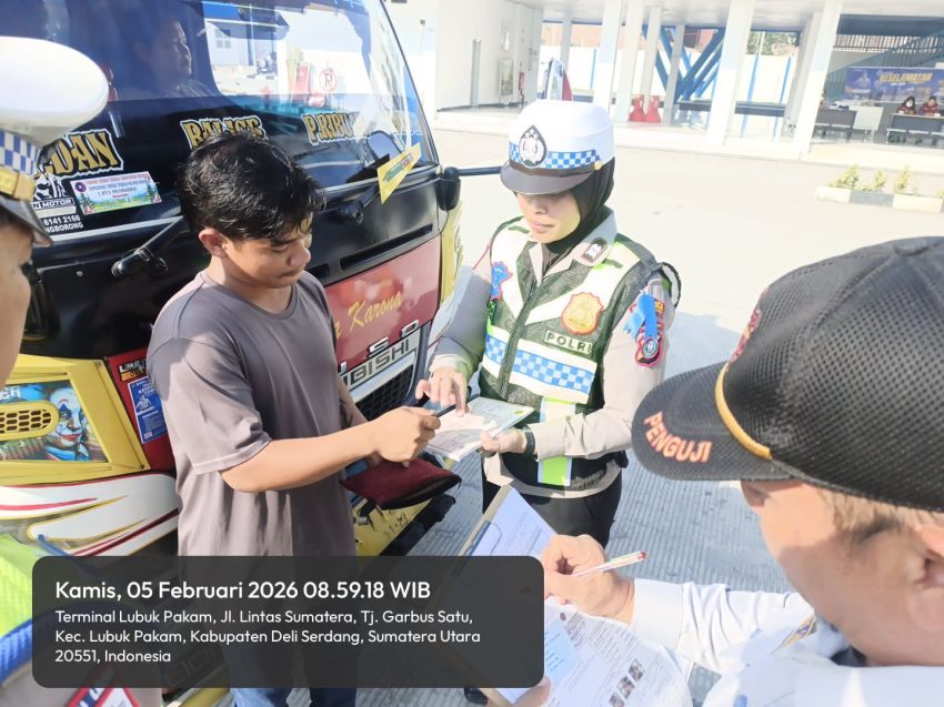Satlantas Polresta Deli Serdang Gelar Ramp Check Angkutan Umum dalam Ops Keselamatan Toba 2026