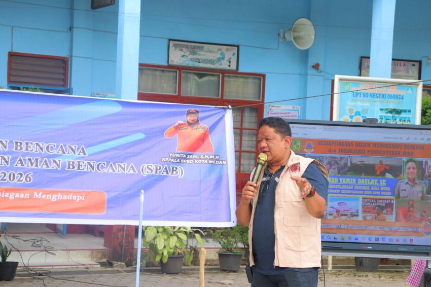 BPBD Kota Medan Gelar Sosialisasi dan Simulasi Penanggulangan Bencana di SDN 060924 Medan Amplas