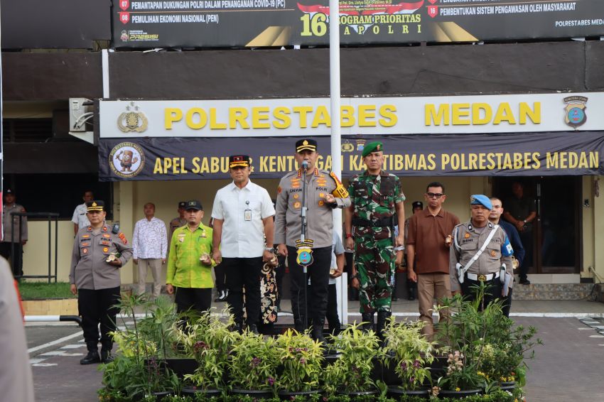 Polrestabes Medan Gelar Apel Sabuk dan Kentongan Kamtibmas, Dirangkai Halal Bihalal Idul Fitri 1477 H