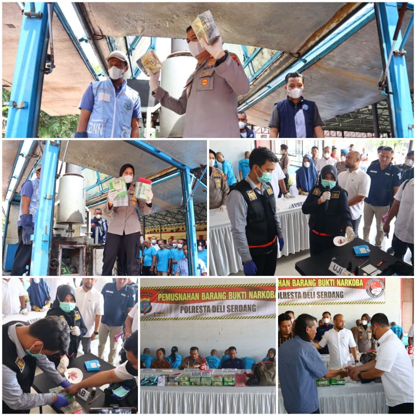 Polresta Deli Serdang Musnahkan Barang Bukti Narkoba Senilai Tujuh Miliar Rupiah