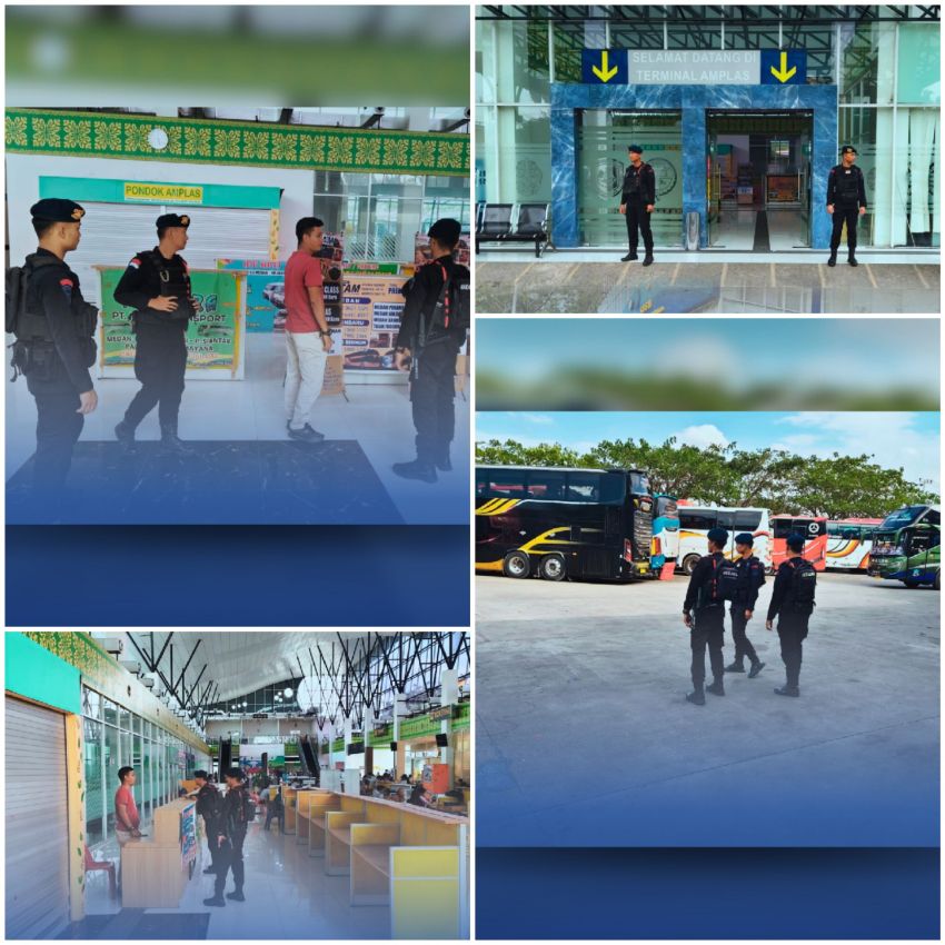 Brimob Polda Sumut Lakukan Pemantauan Keamanan di Terminal Amplas