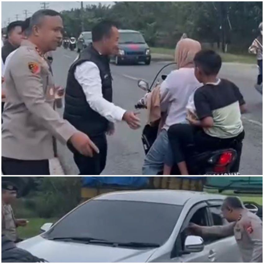 Kapolres Asahan Bersama PJU Bagi-Bagi Takjil Kepada Masyarakat Jelang Buka Puasa
