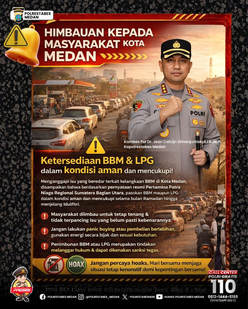 Kapolrestabes Medan Imbau Warga Tidak Panik Terkait Isu Kelangkaan BBM