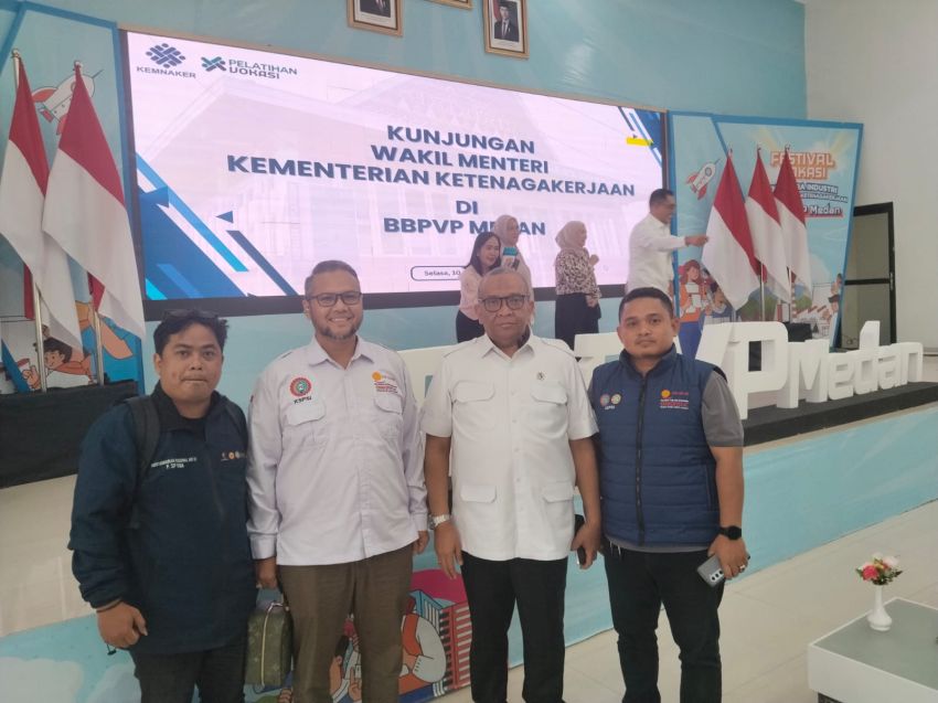 KSPSI AGN Sumut Dampingi Wamenaker Afriansyah Noor Kunjungi BBPVP Medan