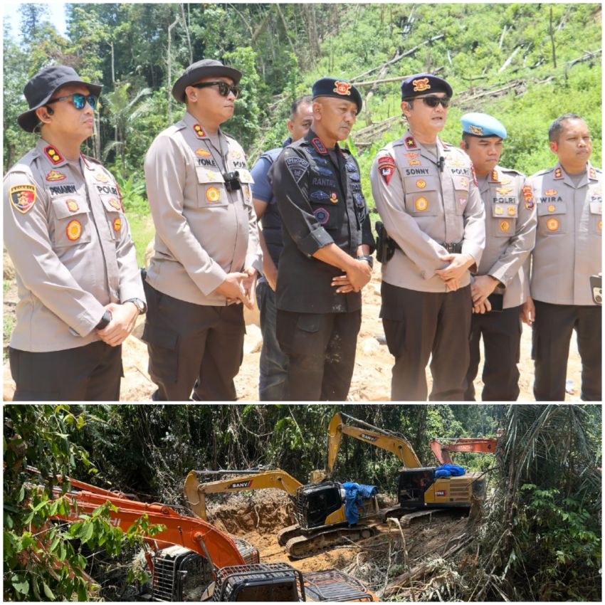 Polda Sumut Bongkar Tambang Emas Ilegal Beromzet Miliaran:   17 Orang dan 14 Ekskavator Diamankan