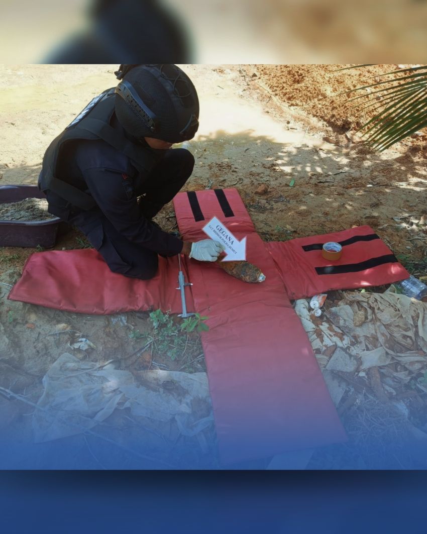 Tim Jibom Gegana Brimob Sumut dan Polres Labuhanbatu Berhasil Jinakkan Bom