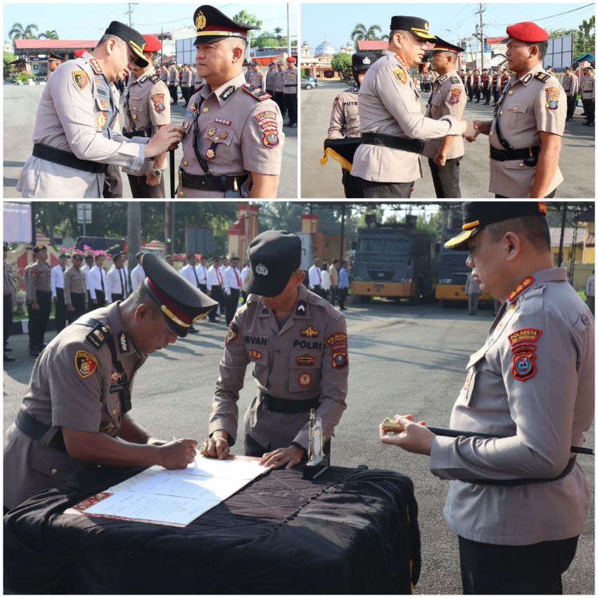 Kapolresta Deli Serdang Pimpin Sertijab Kasat Tahti, Kapolsek Biru-Biru dan Pantai Labu
