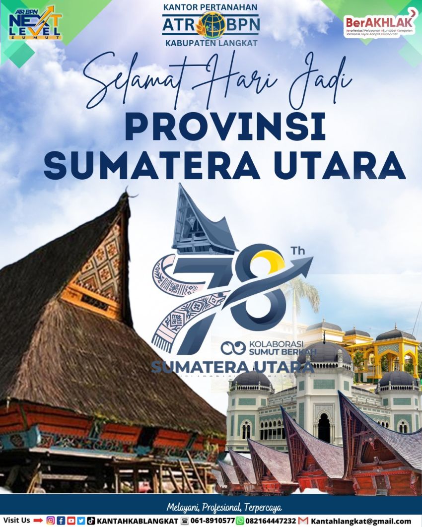 Kantah  Langkat Ucapkan Selamat Hari Jadi ke-78 Provinsi Sumatera Utara