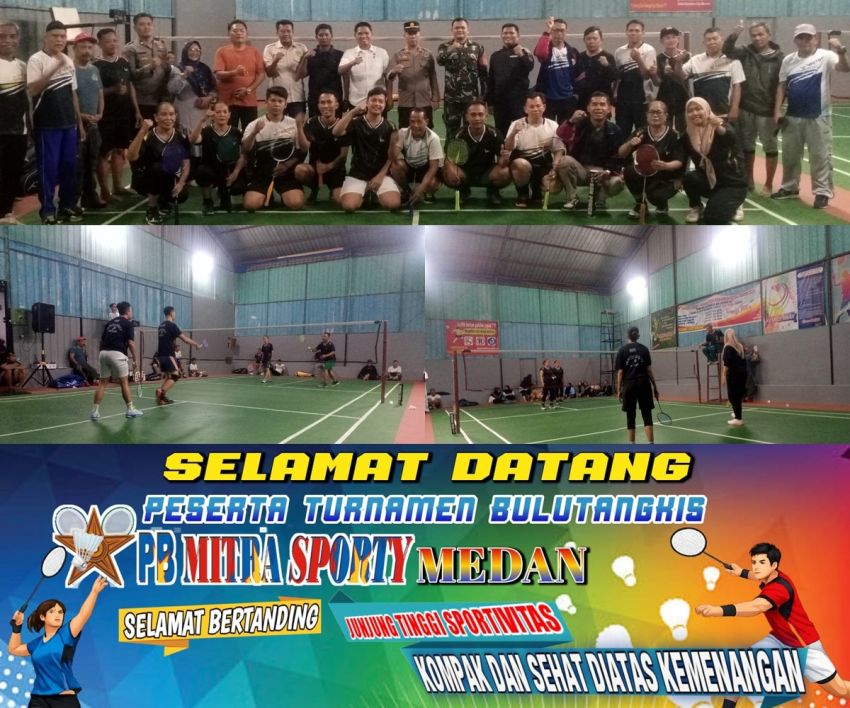 Dispora Medan dan Camat Medan Marelan Buka Turnamen Badminton PB Mitra Sporty