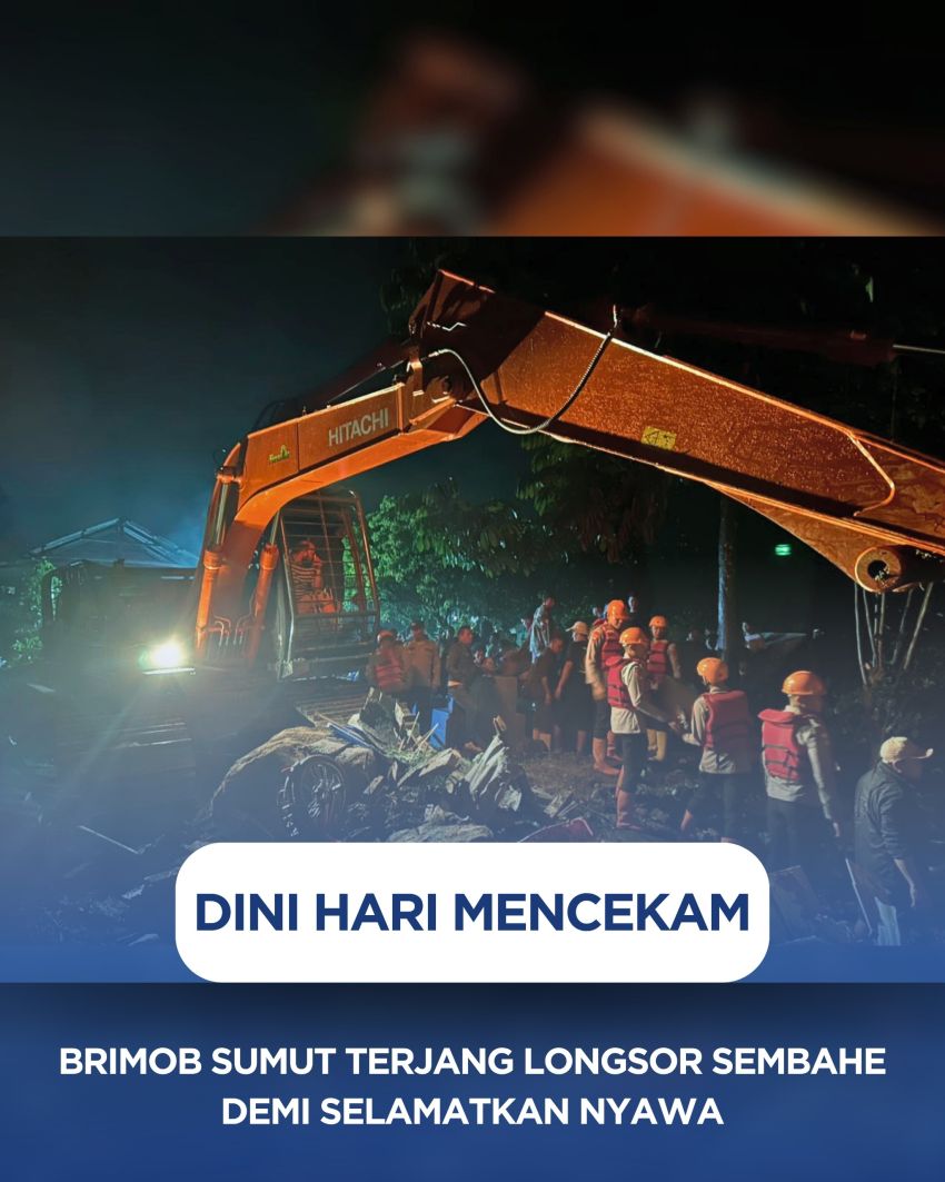Brimob Sumut Terjang Longsor Sembahe Demi Selamatkan Nyawa