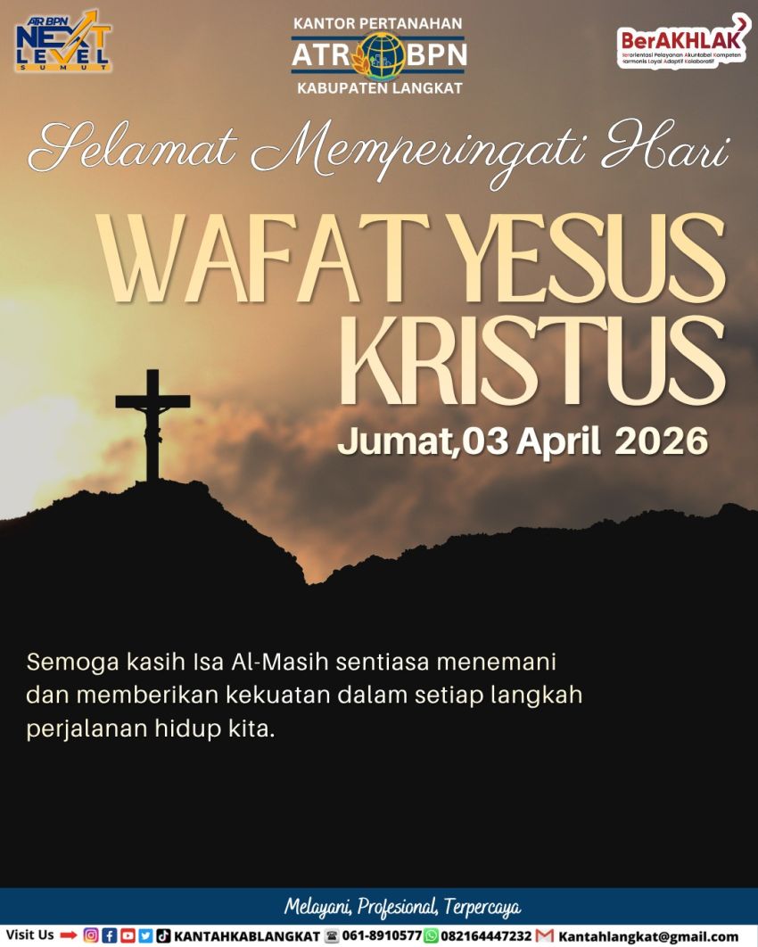 Kantor Pertanahan  Langkat Peringati Wafat Yesus Kristus