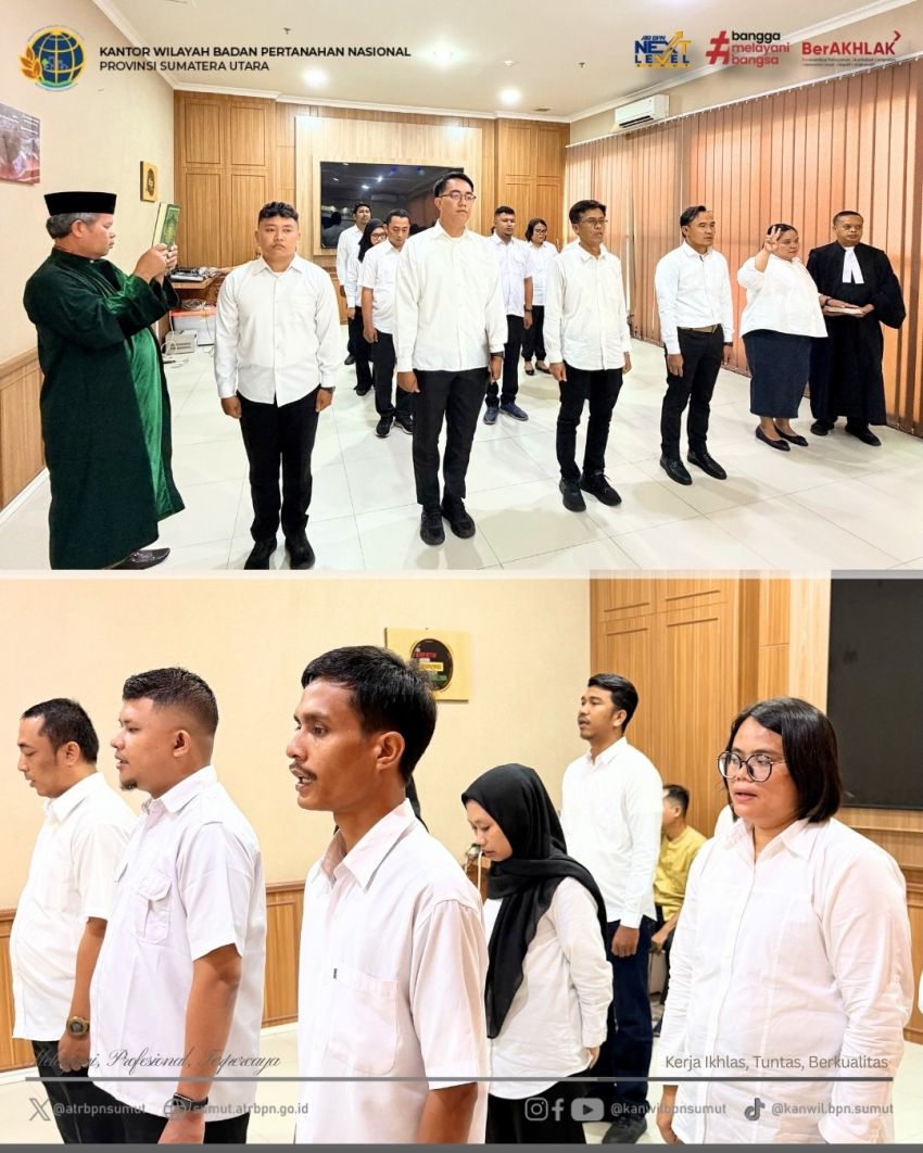 Pelantikan 14 Asisten Surveyor Kadastral, Perkuat Layanan Pertanahan di Sumatera Utara