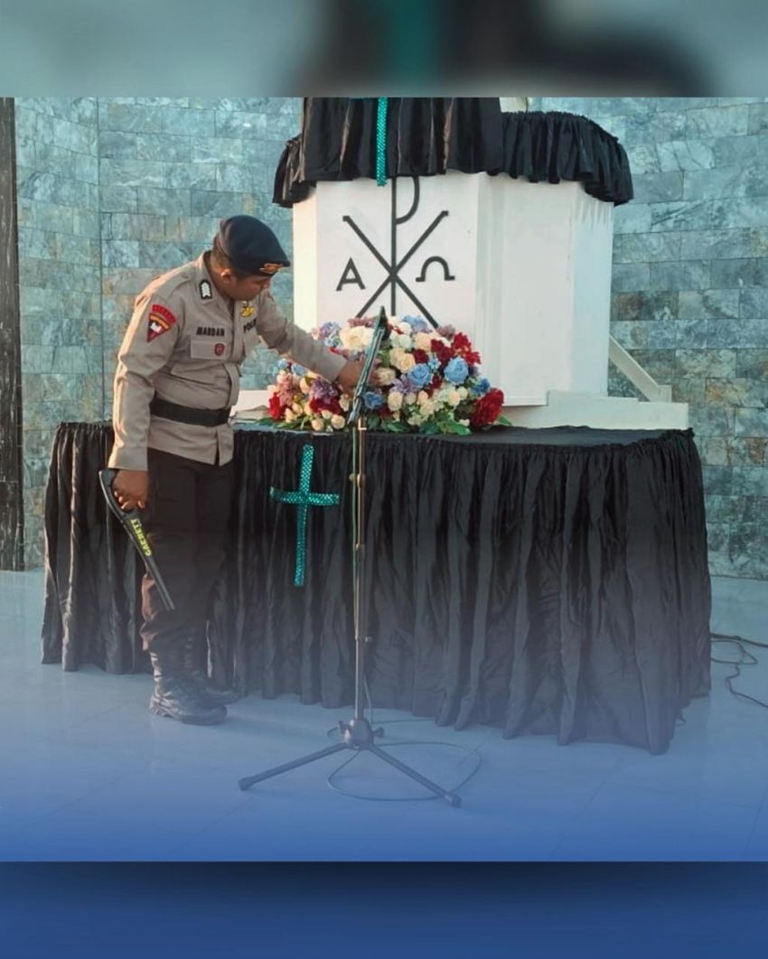 Pengamanan Kamis Putih dan Jumat Agung, Gegana Brimob Sumut Sterilisasi Gereja Prioritas di Medan