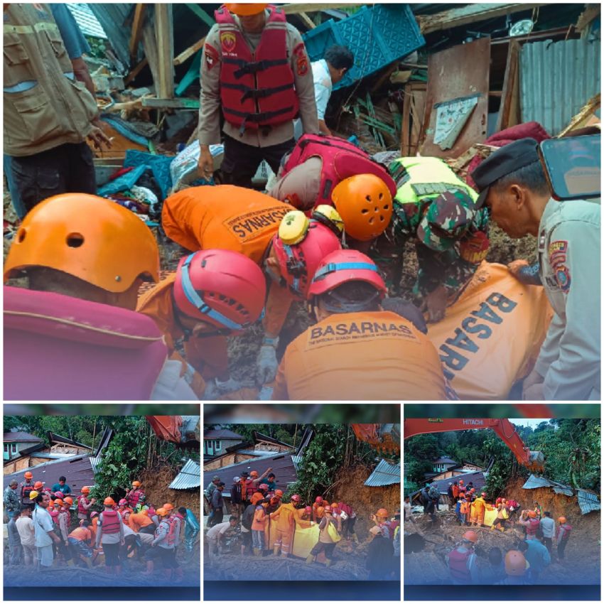 Tim SAR Brimob Evakuasi Korban Longsor Sembahe