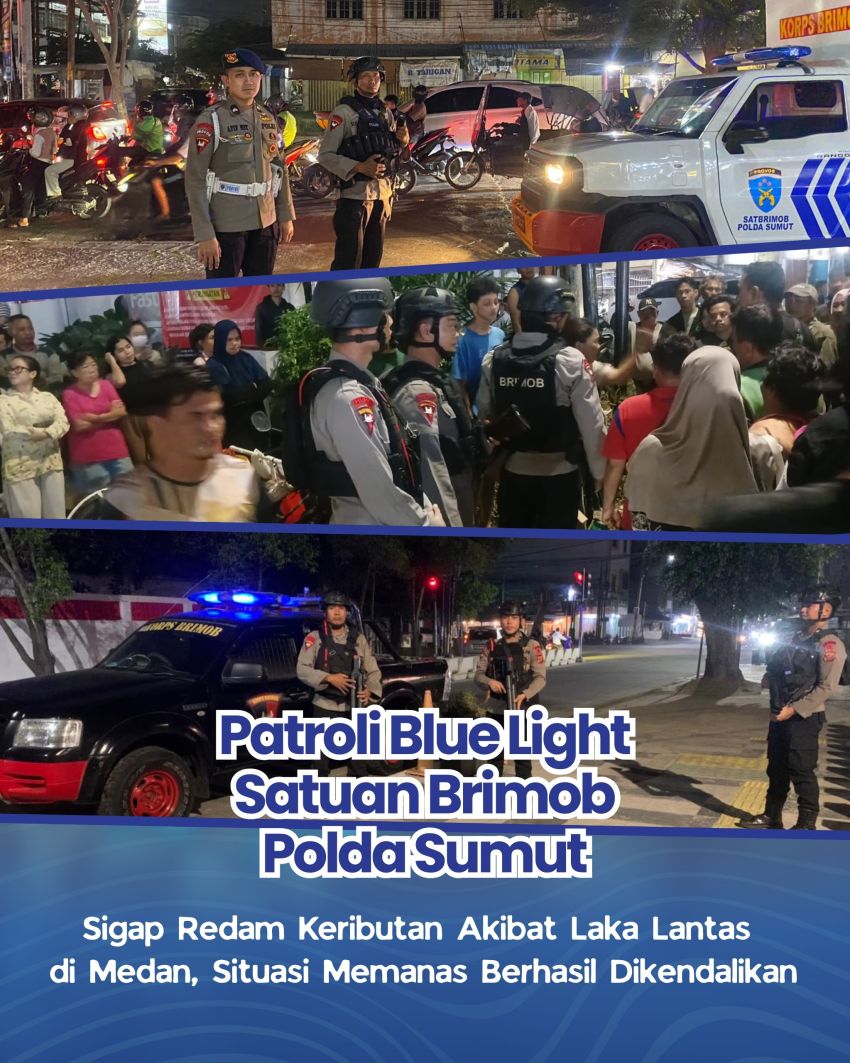 Patroli Blue Light Satuan Brimob Polda Sumut Sigap Redam Keributan